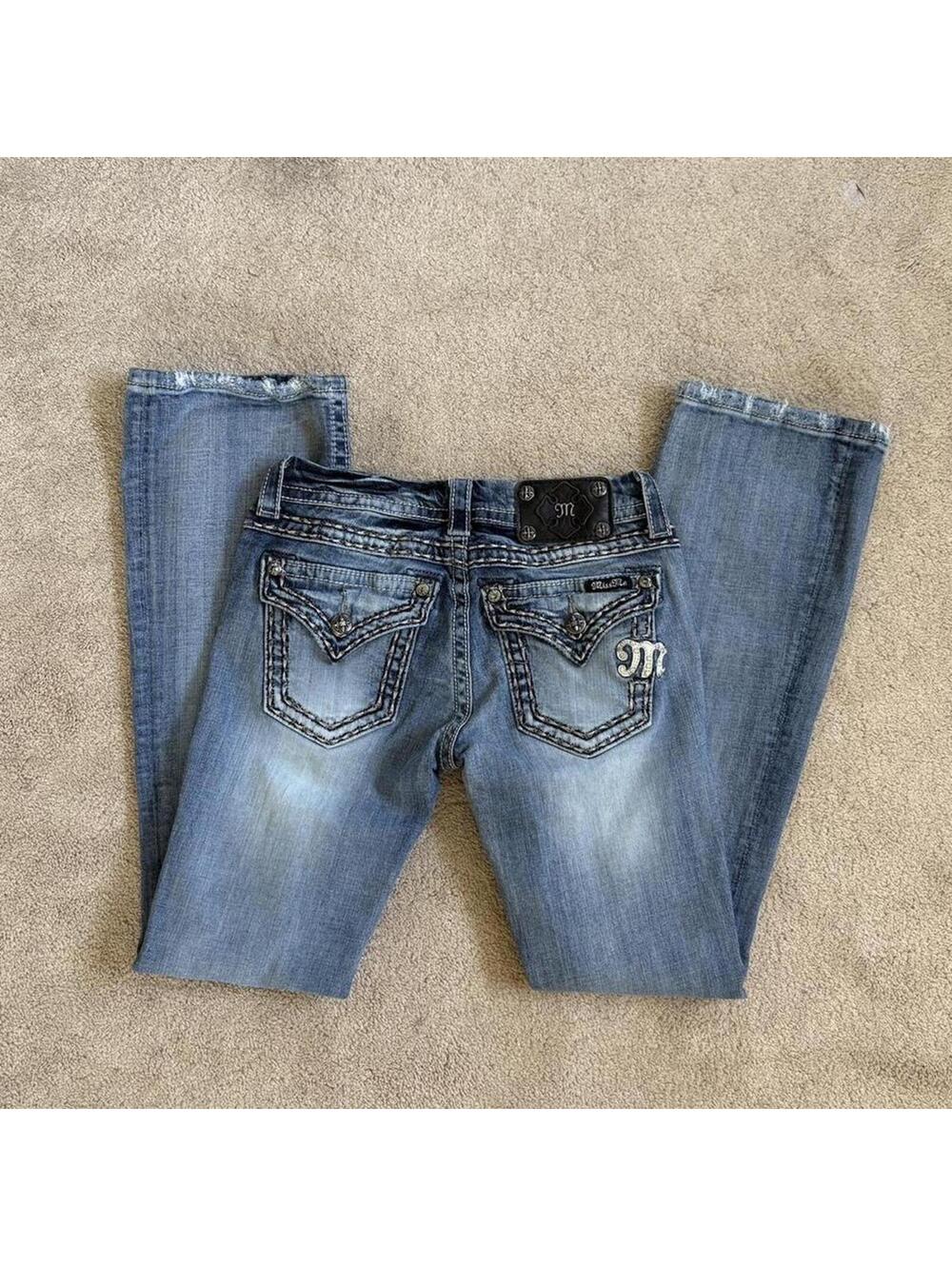 y2k 2000s miss me embellished bootcut jeans